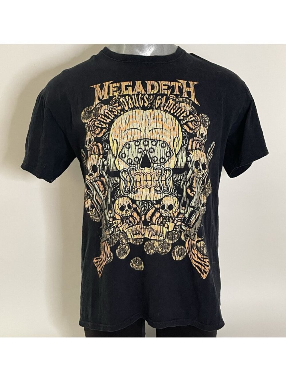 Megadeth Gigantour 2012 Guns Drugs & Money Tour Shirt Est Large Black Metal Tee